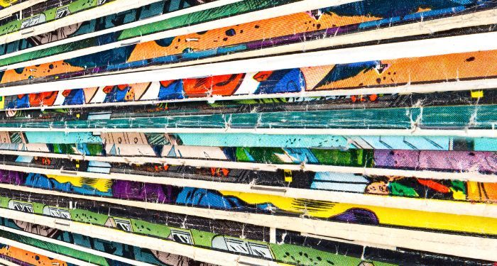 Image of the side of a stack of comics
